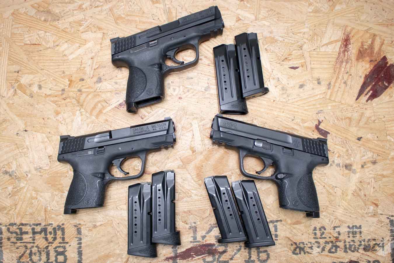 SMITH AND WESSON M&P9 Compact 9mm Police Trade-in Pistols with Magazine Disconnect Safety (Very Good Condition)